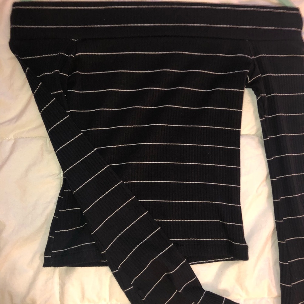 Flare-sleeve off the shoulder top